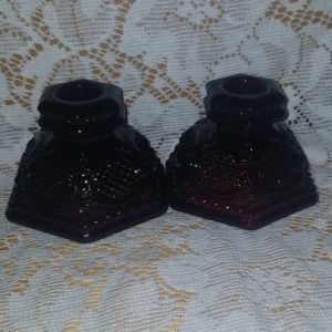 Avon Cape Cod Ruby Single Light Candlestick 2pc